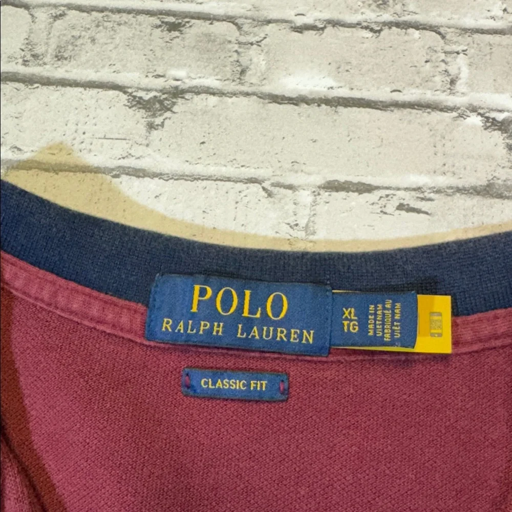 Polo Ralph Lauren mens XL classic fit burgundy mesh cotton polo shirt EUC
